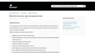 SiteControl overview, login and password reset – DomainPeople Help ...