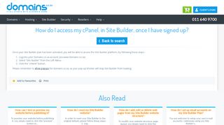 How do I access my cPanel, in Site Builder, once I ... - Domains.co.za