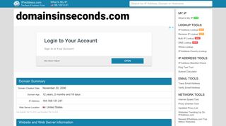 Domainsinseconds Website - Domains in Seconds | IPAddress