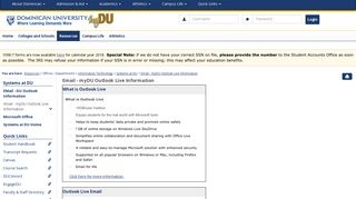 Email - myDU Outlook Live Information - Dominican University