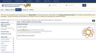 Outlook Live Email - myDU - Dominican University