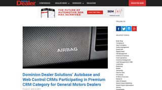 Dominion Dealer Solutions' Autobase and Web Control CRMs ...
