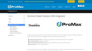 ProMax provides a two-way integration with Dominion Dealer ...