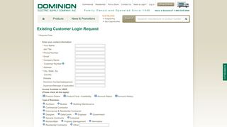 Existing Customer Login Request | Dominion Electric
