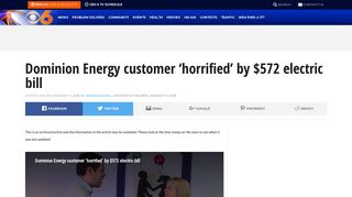 Dominion Energy customer 'horrified' by $572 electric bill | WTVR.com