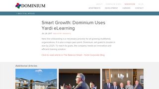 Smart Growth: Dominium Uses Yardi eLearning - Dominium Apartments