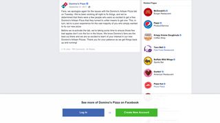 Domino's Pizza - Fans, we apologize again for the issues... | Facebook
