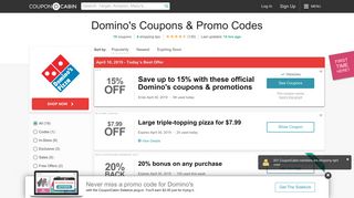 20% off Domino's Coupons & Promo Codes - February 2019