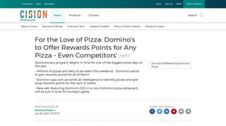 For the Love of Pizza: Domino's to Offer Rewards Points for Any Pizza ...