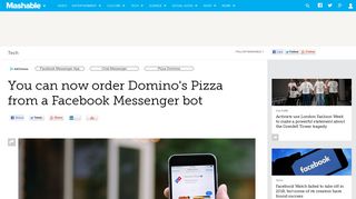You can now order Domino's Pizza from a Facebook Messenger bot