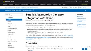 Tutorial: Azure Active Directory integration with Domo | Microsoft Docs