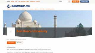 Don Bosco University in India - Courses - OnlineStudies