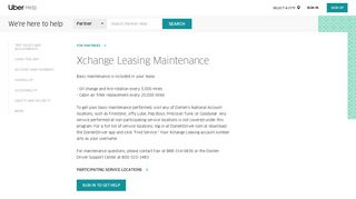 Xchange Leasing Maintenance | Uber Partner Help