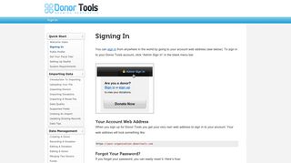 Signing In - Donor Tools