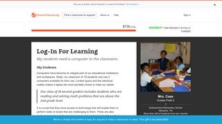 Log-In For Learning | DonorsChoose.org project by Mrs. Case