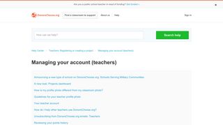 Managing your account (teachers) – Help Center - Donors Choose