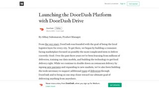 Launching the DoorDash Platform with DoorDash Drive - Medium