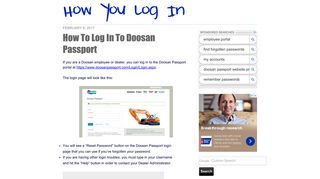How To Log In To Doosan Passport