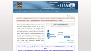 RTI Online :: Home | Submit RTI Request | Submit RTI First Appeal ...