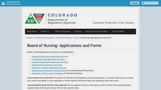 Board of Nursing: Applications and Forms | Department of Regulatory ...