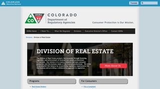Division of Real Estate | Department of Regulatory Agencies