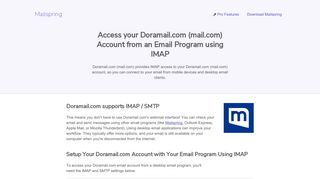 How to access your Doramail.com (mail.com) email account using IMAP