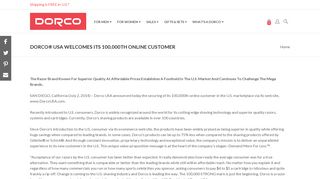 DORCO® USA WELCOMES ITS 100,000TH ONLINE CUSTOMER