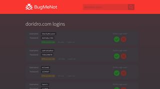 doridro.com passwords - BugMeNot