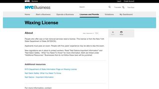Waxing License - NYC Business - NYC.gov