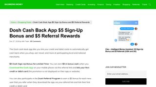 Dosh Cash Back App $5 Sign-Up Bonus and $5 Referral Rewards