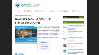 Dosh $15 Referral Offer + $5 Signup Bonus Offer - Doctor Of Credit