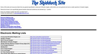 Shidduchim Sites and Organizations (The Shidduch Site)