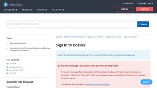 Sign In to Dossier | Signing In to Interfolio | Support