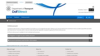Online account - Department of Transport