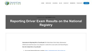 Reporting Driver Exam Results on the National Registry - Urgent Care ...