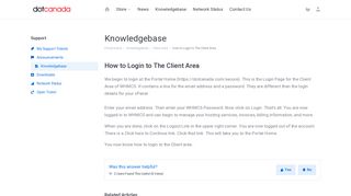dotCanada.com - Knowledgebase - How to Login to The Client Area