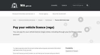 Pay your vehicle licence (rego) | Western Australian Government