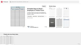 Printable Sign-In Sheet - Employee or Visitor Form | Organizers | Sign ...