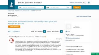 doTERRA | Complaints | Better Business Bureau® Profile