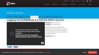 Logging into DotNetNuke 6.2 with the Admin account > View Video