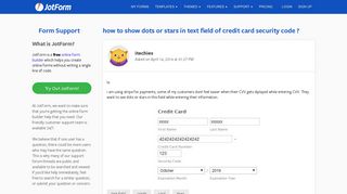 how to show dots or stars in text field of credit card security ...
