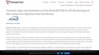Triometric Signs Up Destinations of the World (DOTW) for API ...