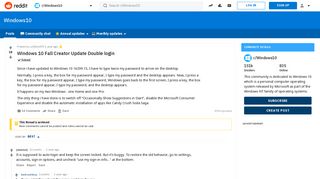 Windows 10 Fall Creator Update Double login : Windows10 - Reddit