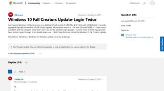 Windows 10 Fall Creators Update-Login Twice - Microsoft Community
