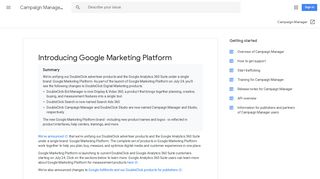 Introducing Google Marketing Platform - Campaign Manager Help