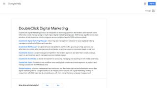 DoubleClick Digital Marketing - Google Help - Google Support
