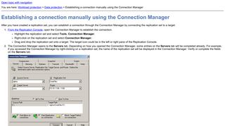Establishing a connection manually using the Connection Manager