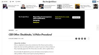CBS Offers 'Doubletake,' A Police Procedural - The New York Times