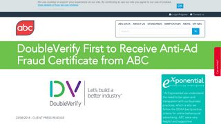 DoubleVerify First to Receive Anti-Ad Fraud Certificate from ABC ...