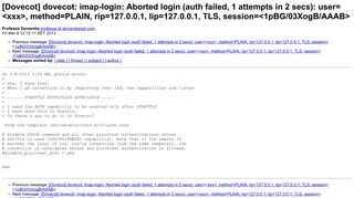 [Dovecot] dovecot: imap-login: Aborted login (auth failed, 1 attempts ...